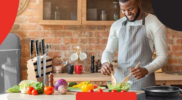 CookUP man preparing food in kitchen