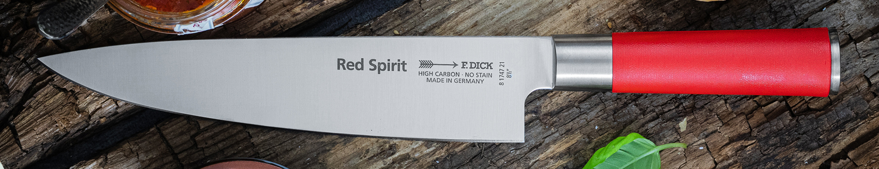 FDick Red Spirit Chef knife displayed in an image banner