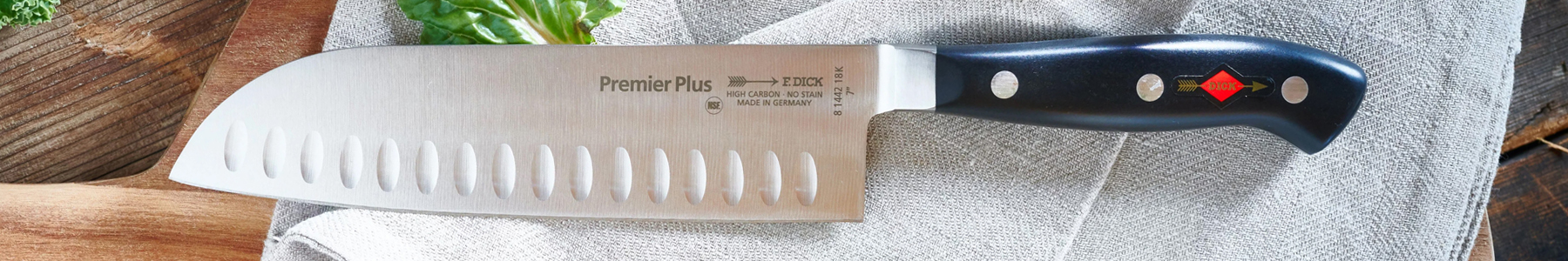 FDick Premier Plus Santoku knife displayed in a banner image