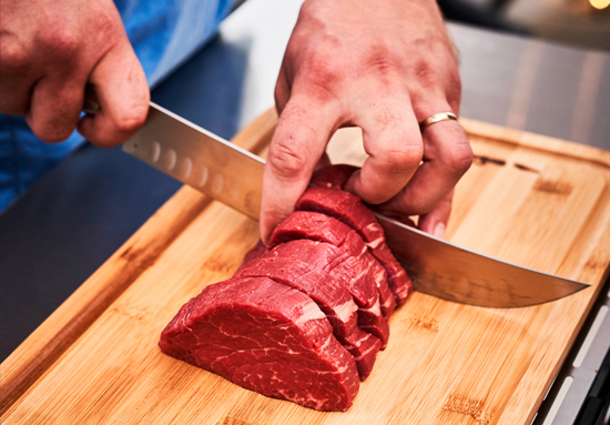 FDick Red Spirit Hektor knife cutting meat