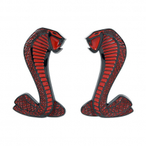 2007-14 Cobra Snake Fender Emblems - Black Chrome - Red