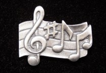 PEWTER TACK PIN Music Staff with Notes