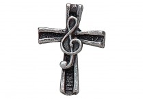 PEWTER CROSS / CLEF LAPEL PIN