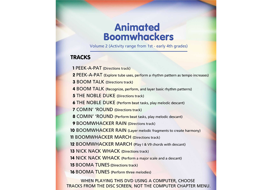 ANIMATED BOOMWHACKERS Vol 2 DVD for Gr. 1-4
