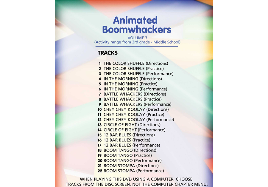 ANIMATED BOOMWHACKERS Vol 3 DVD for Gr. 3-MS