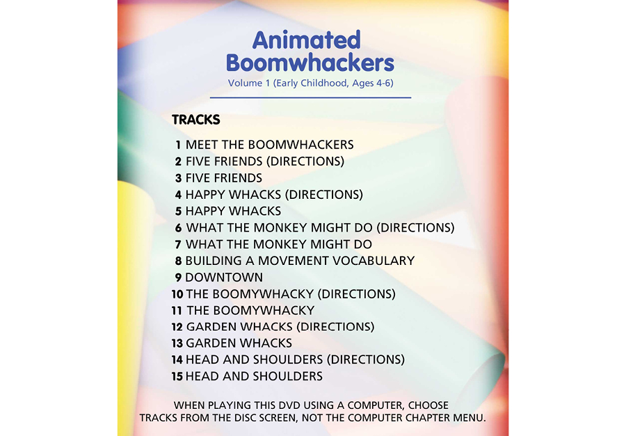 ANIMATED BOOMWHACKERS Vol 1 DVD for Early Childhood