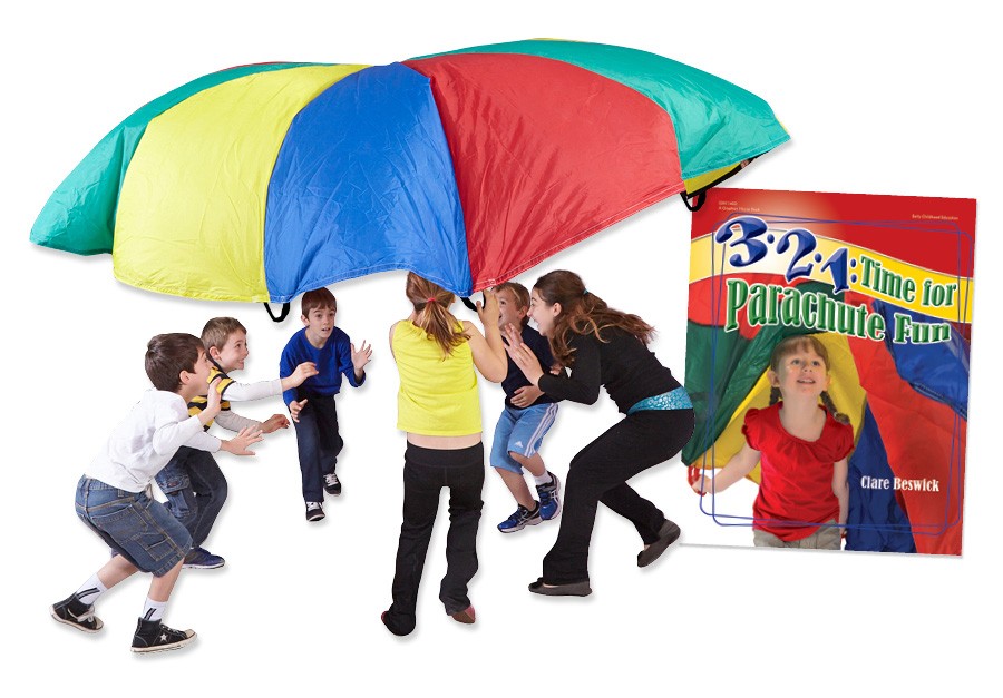 321 TIME FOR PARACHUTE FUN Activity Book & 12' PARACHUTE Music in Motion