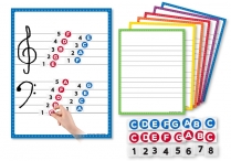 Music-Go-Rounds MINI NOTE NAMES/NUMBERS & WIPE-OFF DOUBLE STAFF CHARTS