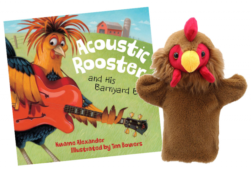ACOUSTIC ROOSTER and His Barnyard Band Hardback & Puppet Music in Motion