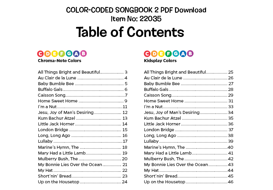 COLOR-CODED SONGBOOKS 1-3 PDF Download