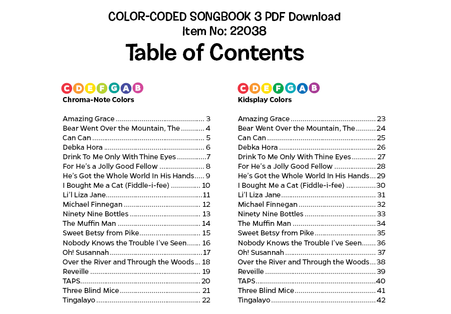 COLOR-CODED SONGBOOKS 1-3 PDF Download
