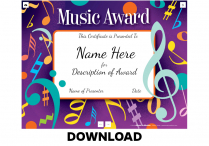 MUSIC ACHIEVEMENT Downloadable Certificate