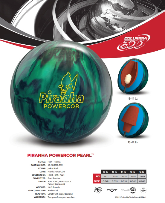 PIRANHA POWERCOR PEARL Buffa Distribution: Online Bowling Shopping