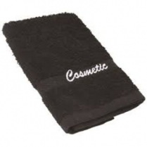 Black Cosmetic Towel W/ White Embroidery