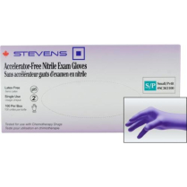 Stevens Accelerator-Free Nitrile Exam Gloves, Powder‑Free, Non‑Sterile, Small