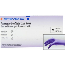 Stevens Accelerator-Free Nitrile Exam Gloves, Powder‑Free, Non‑Sterile, Medium