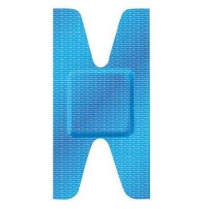 Blue Metal Detectable Adhesive Bandages, Flexible Fabric, Knuckle, 1 ½" x 3"