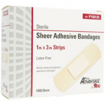 Pro Advantage® Sheer Adhesive Bandages, 3/4" x 3" Strips