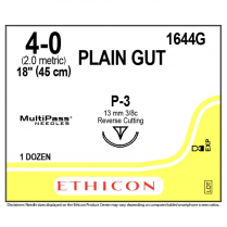 ETHICON® Plain Gut Suture, 1644G (4-0 w/P-3 Needle)