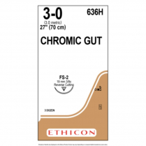Ethicon Surgical Gut Suture - Chromic 636H (3-0 w/FS-2 Needle)
