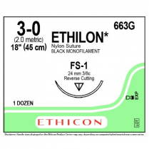 ETHILON® Nylon Suture, 663G (3-0 w/FS-1 Needle)
