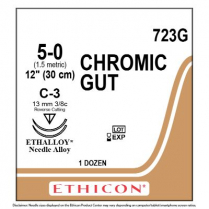 ETHICON® Chromic Gut Suture, 723G (5-0 w/C-3 Needle)