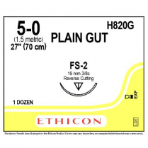 ETHICON® Plain Gut Suture, H820G (5-0 w/FS-2 Needle)
