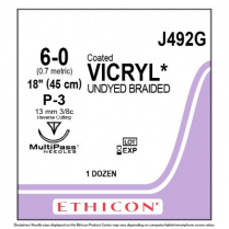 COATED VICRYL® (Polyglactin 910) Suture J492G (6/0 Vicryl w/P-3 Needle)