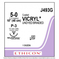 COATED VICRYL® (polyglactin 910) Suture J493G (5-0 w/P-3 Needle)