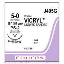 COATED VICRYL® (polyglactin 910) Suture J495G (5-0 w/PS-2 Needle)
