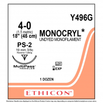 MONOCRYL® Poliglecaprone 25 Suture Y496G (4-0 w/PS-2 Needle)