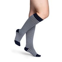 Sigvaris Microfiber Shades Women's Stockings, 15-20mmHg, Size A, Dark Navy Mini-Stripe