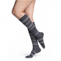 Sigvaris Microfiber Shades Women's Stockings, 15-20mmHg, Size A, Graphite Mini-Stripe