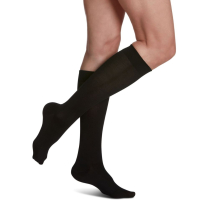 Sigvaris Sea Island Cotton Women's Stockings, 15-20mmHg, Size B, Black