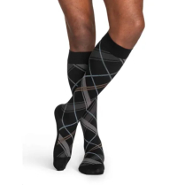 Sigvaris Microfiber Shades Men's Stockings, 15-20mmHg, Size B, Black Plaid