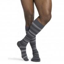 Sigvaris Microfiber Shades Men's Stockings, 15-20mmHg, Size C, Graphite Mini-Stripe