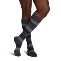 Sigvaris Microfiber Shades Men's Stockings, 15-20mmHg, Size C, Graphite Stripe