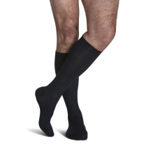 Sigvaris Sea Island Cotton Men's Stockings, 15-20mmHg, Size B, Navy