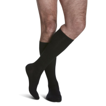 Sigvaris All-Season Merino Wool Men's Stockings, 15-20mmHg, Size B, Black