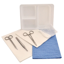 Laceration Tray w/Towels, Instruments & Gauze, Lidded