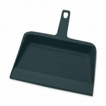 Heavy Duty Plastic Dust Pan, Black, 12"