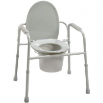 Drive® Deluxe All-In-One Welded Steel Commode with Plastic Armrests
