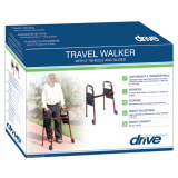 Drive® Deluxe Folding Travel Walker w/5" Wheels, Red