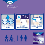 TENA® Overnight Super Protective Underwear, M (fits waist sizes 86-112cm)