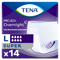 TENA® Overnight Super Protective Underwear, L (fits waist sizs 114-147cm)