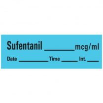 Sufentanil Label, Blue, 1-1/2" x 1/2"