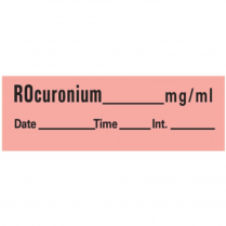 ROcuronium Label, Fluorescent Red, 1-1/2" x 1/2"