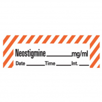 Neostigmine Label, White/Red Stripes, 1-1/2" x 1/2"