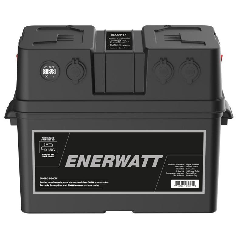 EWGR-31-500W   Boîtier de batterie GR31 avec onduleur sinus pure 12V 500W