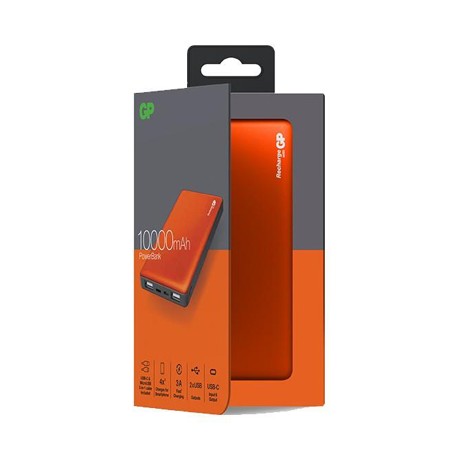 GPMP10MAO-2B1   Batterie externe / Chargeur USB 2 x 2.1A / USB-C 10Ah orange GP